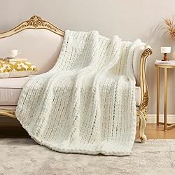 Amélie Home Chunky Knit Blanket Throw, Thick Soft