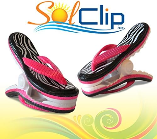 Towel clips, pegs, clamps, clothespins, épingles, pinces à serviette de plage, SolClip, Canada, Flip Flop Zebra