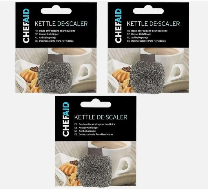 3xChef Aid Stainless Steel Doughnut Kettle Descaler, Silver
