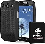 PowerBear Samsung Galaxy S3 Extended Battery [4500mAh] & Back Cover & Protective Case (Up to 2.2X Extra Battery Power) - Black [24 Month Warranty & Screen Protector Included]