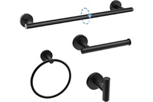 Luxbaro Matte Black Towel Bar Set, Modern 24 Inch Bathroom Hardware Set, Wall Mounted Bathroom Accessories Set, Durable SUS304 Stainless Steel, 4-Piece