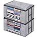 Onlyeasy Storage Bag Organizers for Closet Shelf - Set of 2 Clothes Blanket Comforter Duvet Quilt Storage Bag Containers Tidy Up Your Bedrooms Extra Large Storage, 23.6