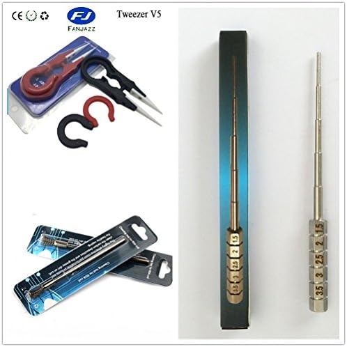 FanJazz Multi-Functional Ceramic Coil Tweezers V5;DIY Tool Micro Coils Jig Coiler V1 Coil Master; E-cig Stainless Steel Cleaning Brush ; for atomizer heating wax dry herb Vaper