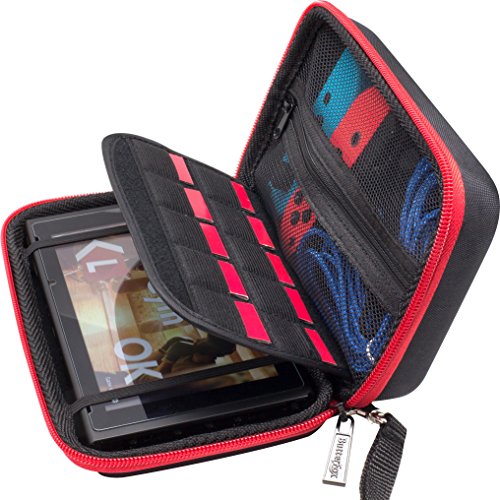 Butterfox Nintendo Switch Hard Carry Case with 10 Game Cartridge Holders - Red/Black