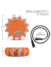 P.Rendelle Led Road Flares Kit de Luz de Emergencia   Roadside Seguridad para Coche Camión RV Barco   3 Beacon Disc Pack con Bonus Magnético Coiled Flash Luz y Bolsa de Almacenamiento Ideal para regalo.