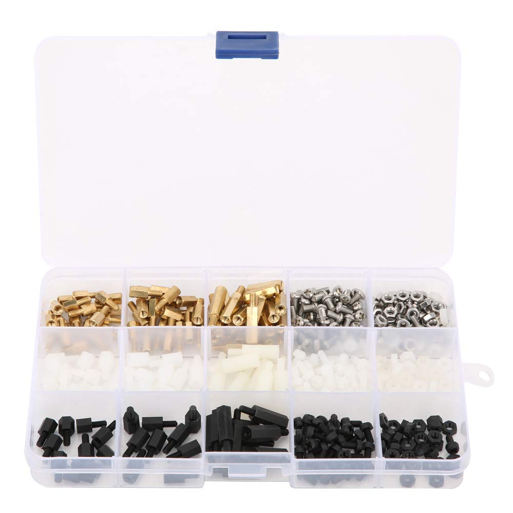 ViaGasaFamido 360Pcs Hex Isolation Stud Spacer M3 Nylon Standoff for PCB Circuit Boards Electronic Components Mounting Hardware White Black