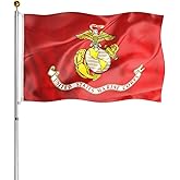 Hypoth US Marine Corps Flag 3x5 FT Outdoor- UV Fade Resistant USMC Flags Banner Double Stitched Canvas Header with Brass Grommets Easy to Rising