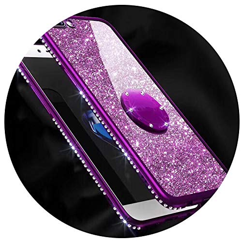 Glitter Diamond Magnetic Finger Ring Kickstand Case for Samsung Galaxy S9 S8 Plus Note 9 8 iPhone Xs Max Xr 8 7 6S 6 Plus Cover,Purple,for Samsung Note 9