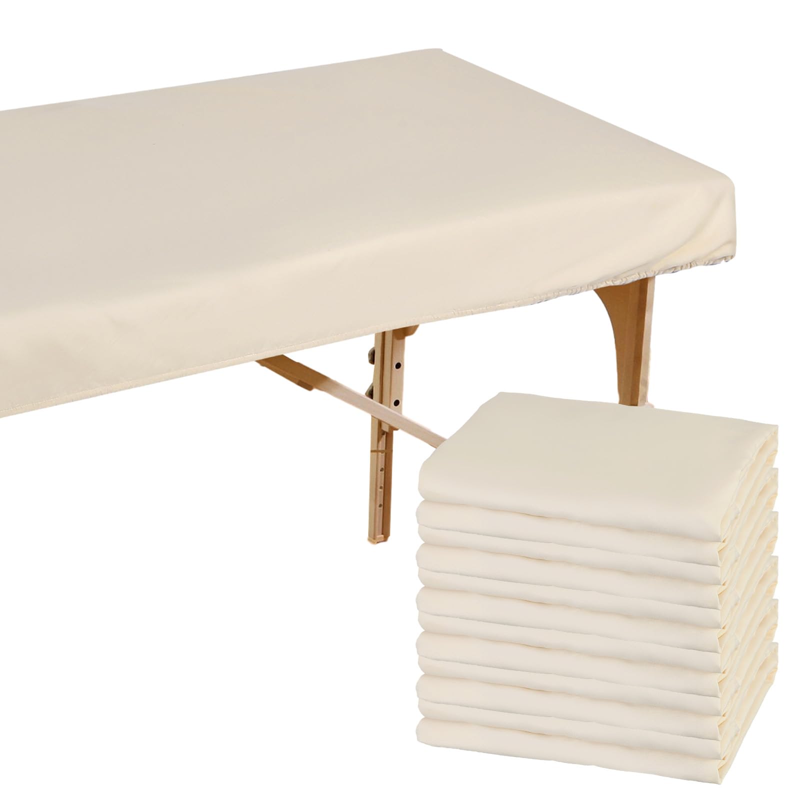 Photo 1 of Macarrie 6 Pack Microfiber Massage Table Sheets Soft Massage Table Cover Reusable Spa Bed Sheets Salon Protective Cover Fitted(Beige)