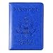 Passport Holder Travel Cover Case - HOTCOOL Leather RFID Blocking Wallet For Passport, Blue