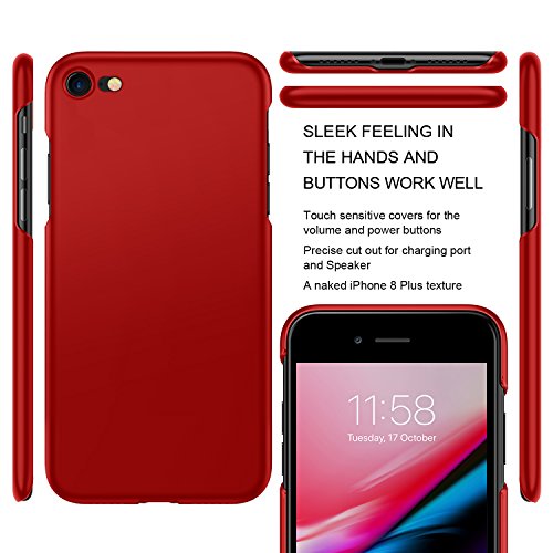 iPhone 8 Case,iPhone 7 Case, HUMIXX Thin Sleek Fully Protective (Naked Phone Texture) Matt Finish Hard Case Cover for iPhone 7 iPhone 8[Skin Series](Passion Red) - Thumbnail 4