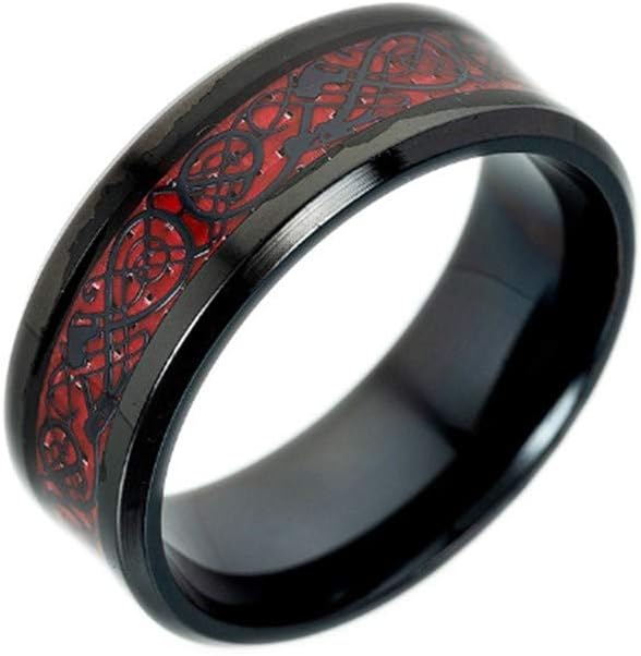 YOYOYAYA Ring Male Titanium Steel Carbon Fiber Dragon Pattern Stainless Steel Customizable Female Couple Jewelry