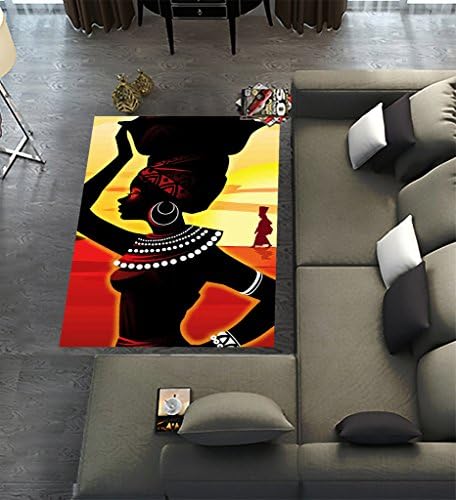 Custom African Woman Area Rugs Carpet,African Woman Modern Carpet Floor Rugs Mat for Home Living Dining Room Playroom Decoration Size 5'x3'3"