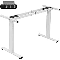 TOPSKY Dual Motor 3 Stage Electric Adjustable Standing Desk Frame Heavy Duty 300lb Load Capacity for Home Office (White Frame