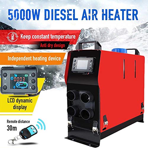 S WIDEN ELECTRIC 12V Air Diesel Heater, 5000W 4 Holes LCD Monitor Real-time Monitoring Parking Heater for Trucks Boats Bus Car All Kinds of Vehicles