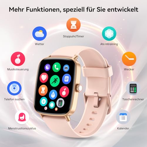 Women's Smartwatch, 1.85 Inch Smart Watch with Phone Function, Fitness Watch with Heart Rate Monitor, Sleep Monitor, SpO2, 110 Sports Modes, Fitness Tracker, IP68 Waterproof Pedometer, Sports Watch for Samsung/iOS/Android