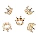 NBEADS 10 Pcs Cubic Zirconia Crown Beads, 24K Gold Plated Brass Micro Pave King Crown Spacer Beads Bracelet Connector Charm Beads for DIY Jewelry Making Crafts Design
