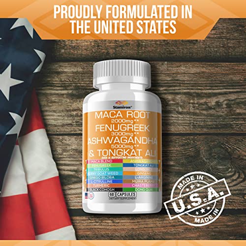 Maca Root 2000mg Fenugreek 3000mg Ashwagandha 5000mg Supplement with