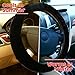 Black Sheepskin Steering Wheel Cover- Zone Tech Plush Stretch On Vehicle Classic Synthetic Sheep Fleece Car Wheel Protector