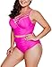Dearlove Womens Plus Size Swimsuit Strappy Push Up Bikini Top High Waisted Swimsuit Bottom Two Piece Bathing Suit Solid Pink XXL 18 20
