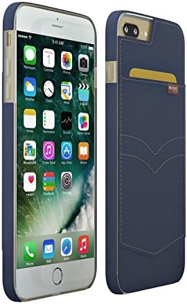 Silicone iPhone 7 Plus Case w/Built-In Denim Credit Card Holder | Stylish Designer Cell Phone Case with Edge-to-Edge Protection | Shock, Drop and Scratch Resistance