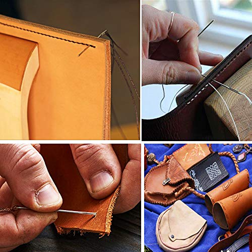 image for Hekisn Professional Large-Eye Leather Stitching Needle with 3 Differen