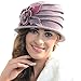 Retro Women Floral Trimmed Wool Blend Cloche Winter Hat