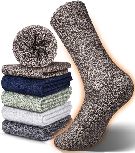 Wool Socks Men\'s Thick 5 Pairs Thermal Warm Winter Men Super Soft Cozy Boot Hike Amazon.com: SIMIYA 5 Pairs Wool Socks Mens, Thick Warm  main image 2