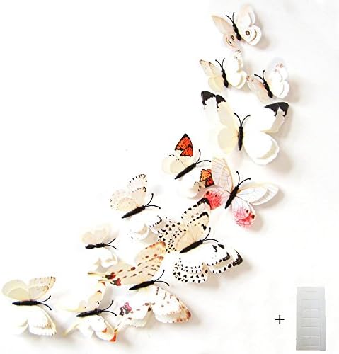 Max&amp;Mix 24PCS Fashion 3D Butterfly Stickers Wall Stickers Crafts Butterflies with Sponge Gum- DIY Decor Decals Nursery Decoration,Bathroom Decor,3D Wall Art,3D Crafts for Kids Room Bedroom (white)