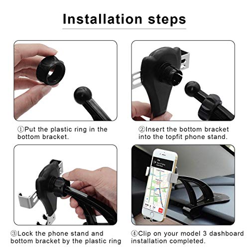 Topfit Model 3 Dashboard Cell Phone Holder, Car Phone Mount with Stable Clip Base Compatible Tesla Model 3 - Thumbnail 4