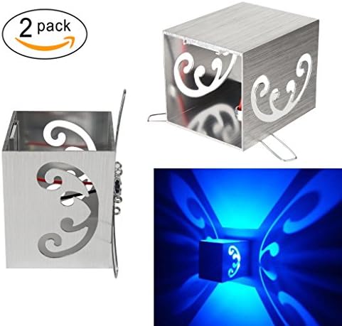 CXFF 2 Pack 3 Inches Wall Led Light, 3W Aluminum Recessed Butterfly Sconce, for Bedside Lamp/Stair Lamp/Wall Sconce/Living Room/ Bar/ Walkways, Butterfly wall lamp -2 packs (Blue)