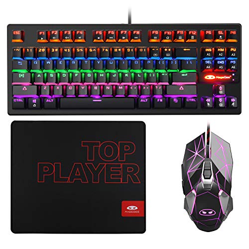 Mechanical Gaming Keyboard and Mouse Combo & Large Mouse Pad,Mechanical