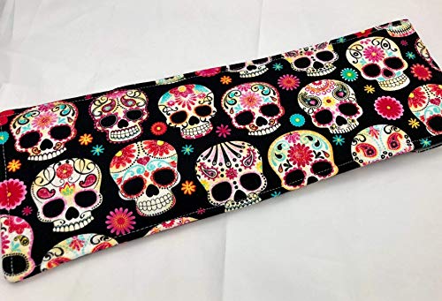 Curling Iron Holder Cover or Flat Iron Case - Sugar Skulls Flower - Thumbnail 2