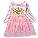 NNJXD Girl Shinny Stripe Baby Girl Long Sleeve Printed Tutu Dress Gold&Light Pink 13-24 Months