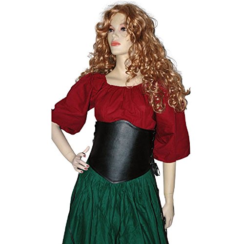Side Lacing Leather Cincher - Armor Costume Black with Steel Hardware 30-32 Inch