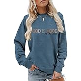DAFOUOE Christian Sweatshirts for Women, Religious Faith Crewneck Long Sleeve Shirts Ladies Tops Pullover Graphic Sweaters