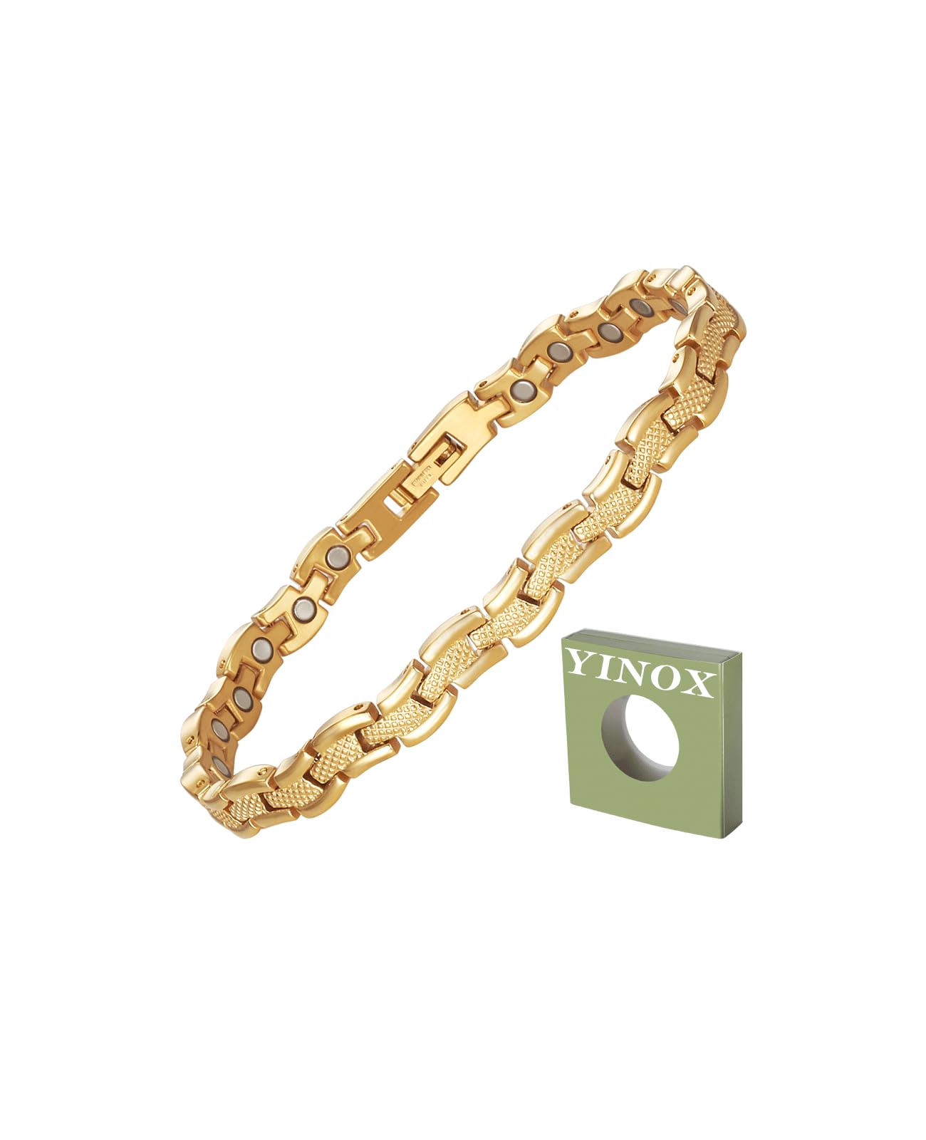 Gold Titanium Magnetic Anklet Ankle Bracelet for Women with Magnets for Women 24CM/6.5MM