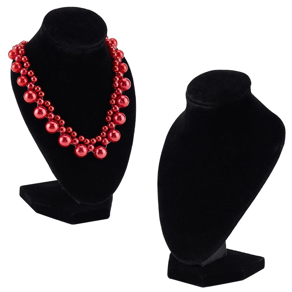 PH PandaHall Mini Velvet Necklace Display 2pcs 14cm 3D Jewellery Holder Pendant Chain Bust Holder Stand Jewellery Model Organizer for Hanging Chokers Selling Home Exhibition Layout 9.4x6.2x14cm