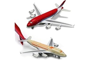 Crelloci Airplane Toys, Bump and Go Action, Pull Back Die Cast Model Plane with Lights & Sounds, 3D Anatomy View, Aircraft Vehicles Gift for Kids Toddler Boys Ages 3+(Red)
