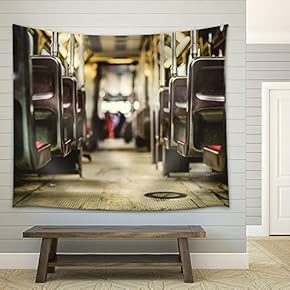 Retro Style Photo of Seats on a Bus - Fabric Wall Tapestry Home Decor - 51x60 inches