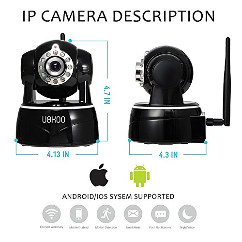Wireless Camera, WiFi IP Security Camera Surveillance Camera Built-in SD card Slot, Pan-Tilt/2-Way Audio/Night-Vision/Email Alert for Baby Video Monitor Nanny Cam IP Webcam (Black)