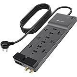 Belkin Surge Protector Power Strip w/ 12 AC Outlets & 8ft Long Flat Plug, UL-listed Heavy-Duty Extension Cord for Home, Offic