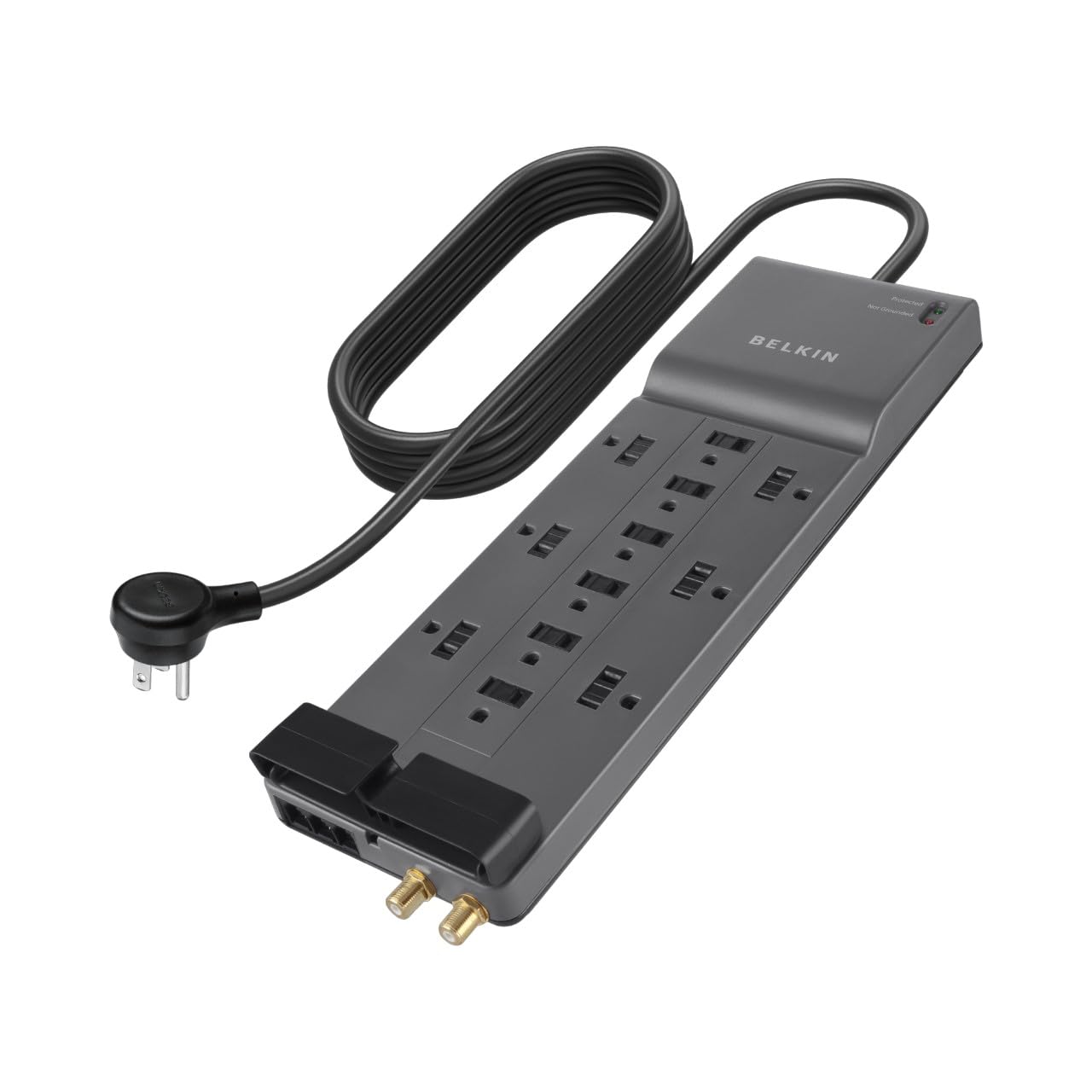 Photo 1 of Belkin Surge Protector Power Strip w/ 12 AC Outlets & 8ft Long Flat Plug, UL-listed Heavy-Duty Extension Cord for Home, Office, Travel, Computer, Laptop, Phone Charger - 3,940 Joules of Protection