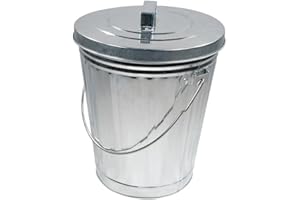 Mytee Products Galvanized Trash Can w/Lid Ideal for Trailers - 4 Gallon Steel Mounted Small Outdoor Garbage Can for Home, Office, Bathroom, Kitchen - Fire and Heat Resistant
