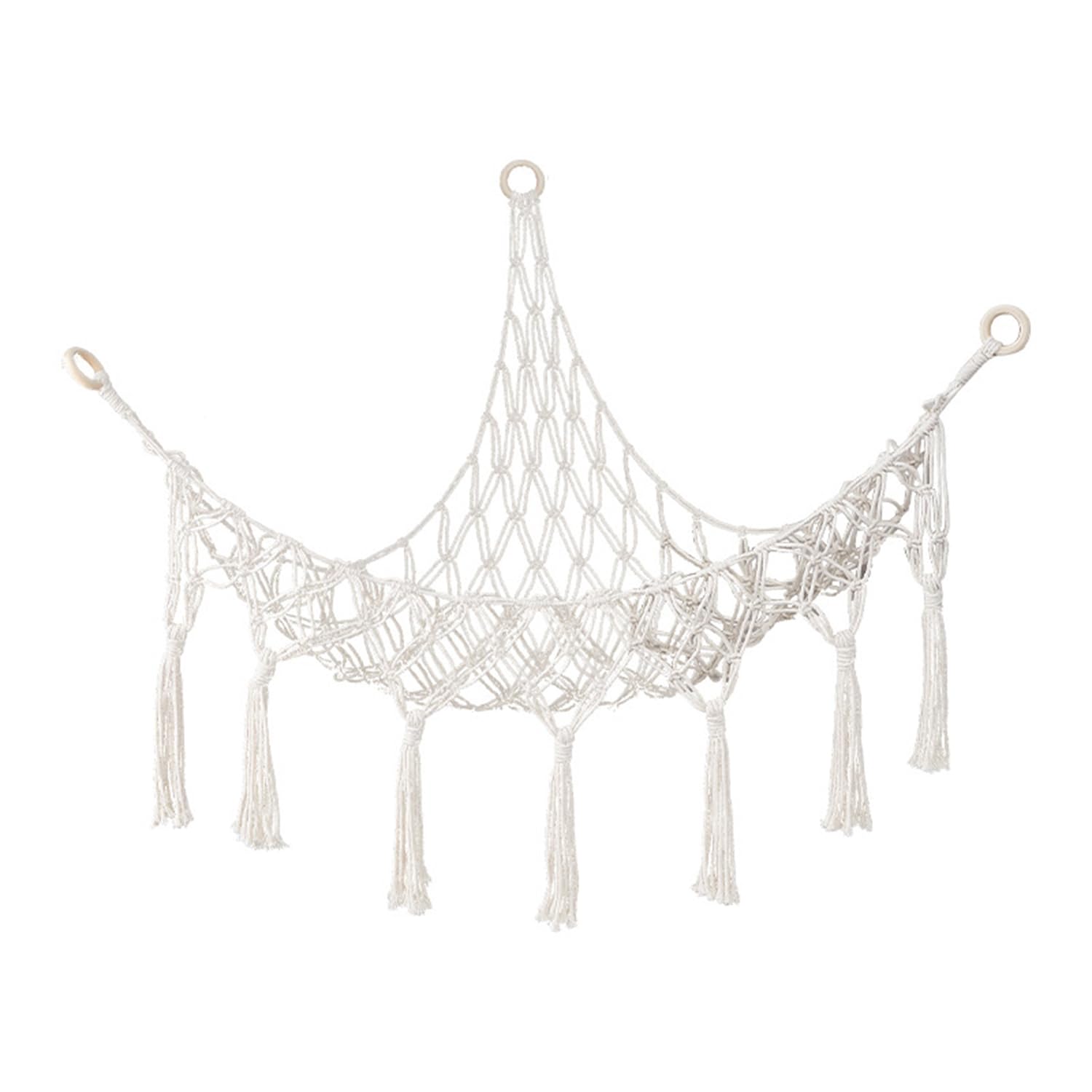 Soulnioi Toy Storage Hammock Organizer Net Hanging Storage Baskets Wall Corner Storage Net Soft Toy Hammock for Kids for Bedroom Wall Storage Decoration Tassel Cotton Storage Net