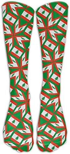 Lebanon Flag Artascope Flower Crew Socks Causal Socks Compression Socks High Socks Crazy Socks For Running,Athletic,Edema,Travel,Nursing.