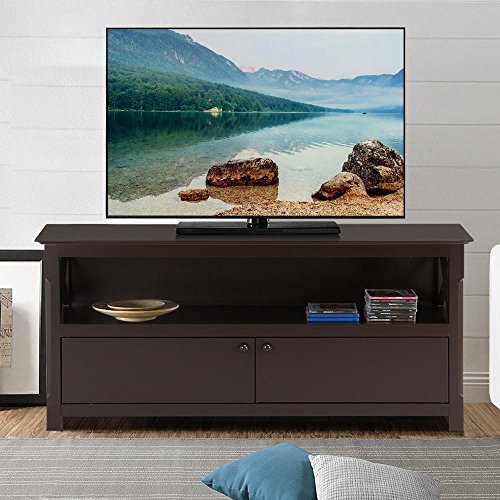 go2buy X-Shape Wood TV Stand Media Console Cabinet Home Entertainment Center Table for Flat Screen TVs, Espresso