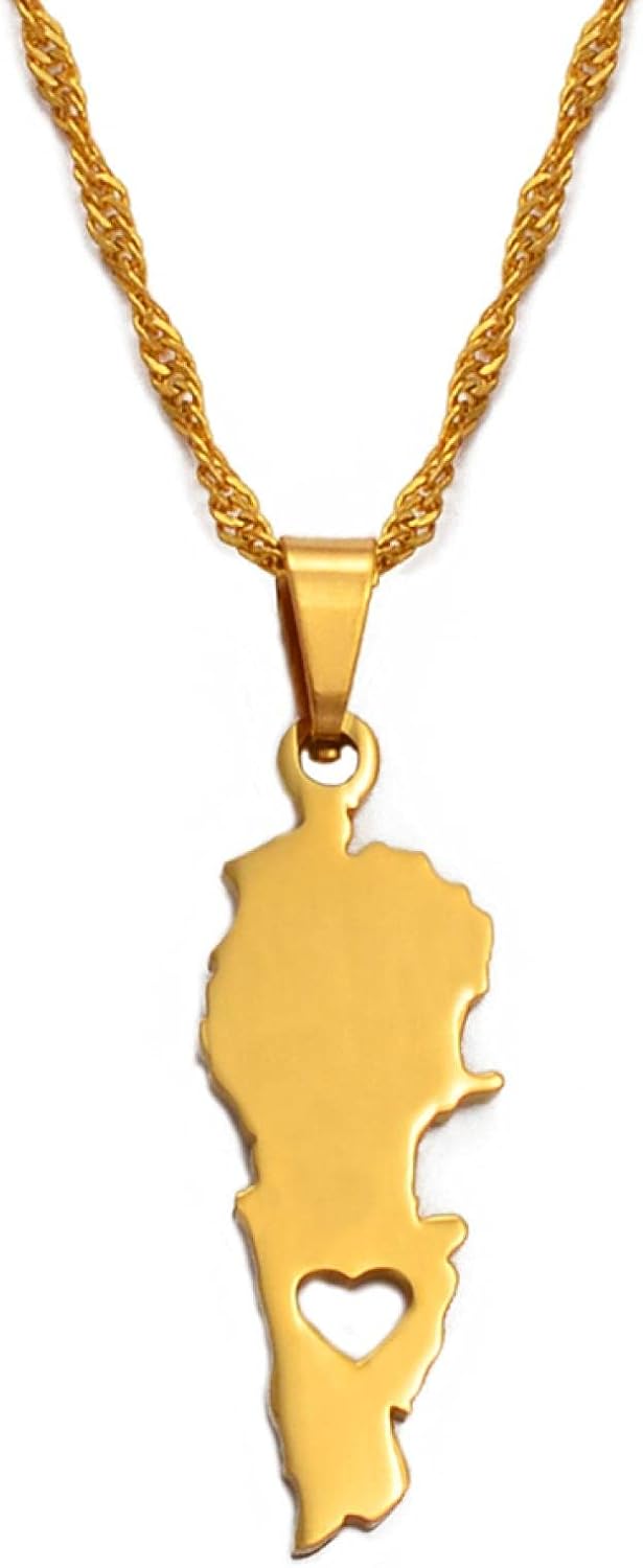 Lebanon Country Map Pendant Necklaces Gold Color Jewelry Liban Maps of
