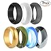 POPSPARK Silicone Wedding Rings for Men, Durable 7 Packs Silicone Ring Non-toxic Comfortable Silicone Wedding Bands for Yoga, Crossfit, Weight Lifting, Fitness