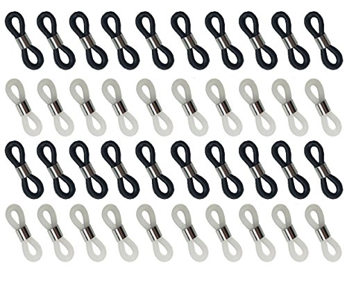 Hyamass 40pcs Silver Coated Cylinder Copper Bead Black and Translucent White Anti-slip Rubber Ends Retainer Connector Holder for Eyeglass Chain Necklace Chain - Thumbnail 4